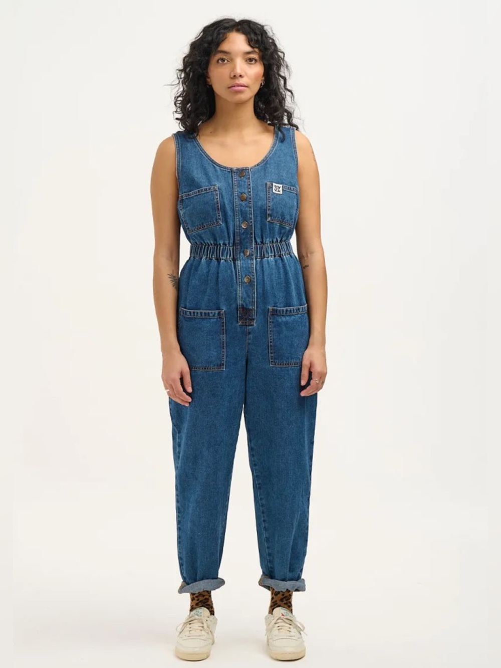 Lucy & Yak Juni - Denim Jumpsuit in Mid Wash Blue Size 0